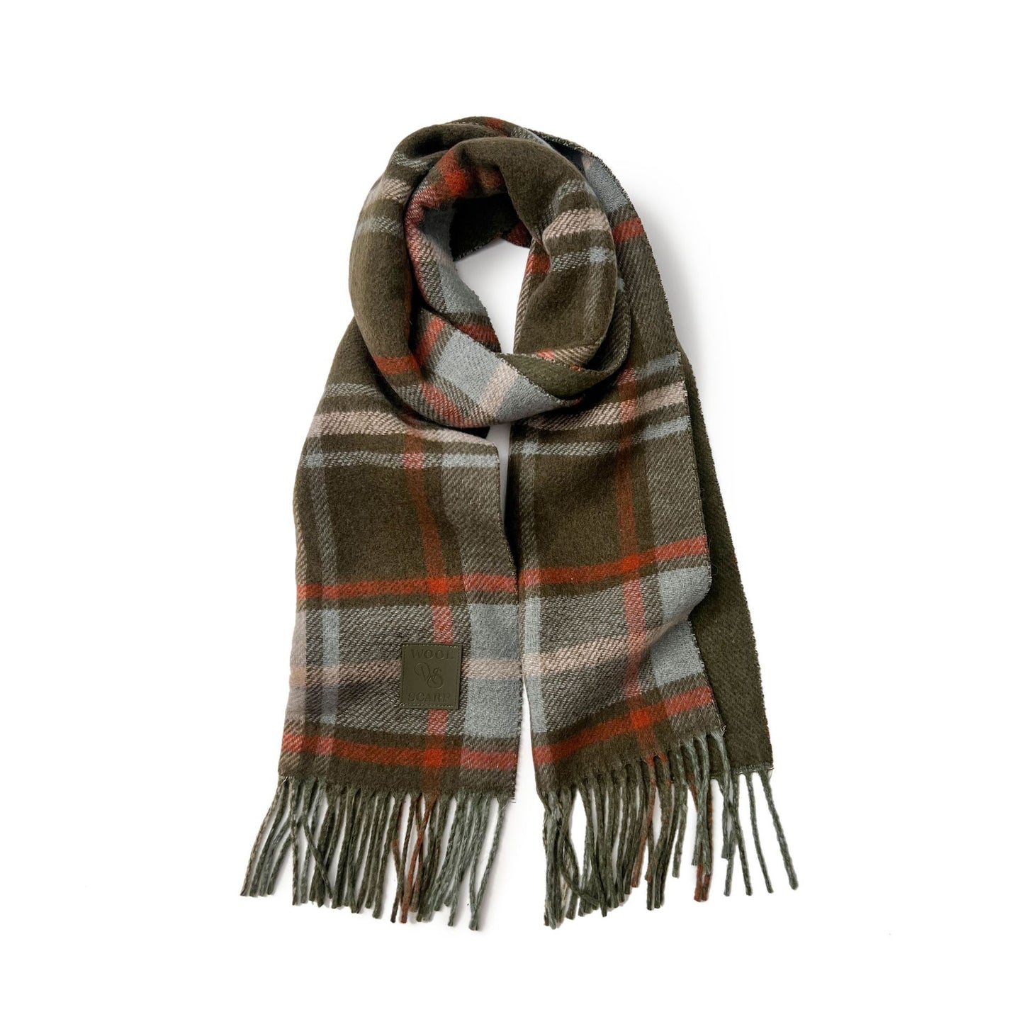 Women’s Extra-Long Windowpane Check Winter Scarf with Fringe