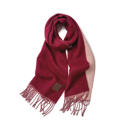 Women’s Extra-Long Two-Tone Winter Scarf with Fringe