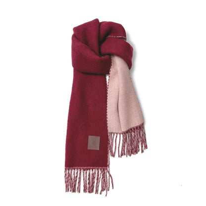 Women’s Extra-Long Two-Tone Winter Scarf with Fringe