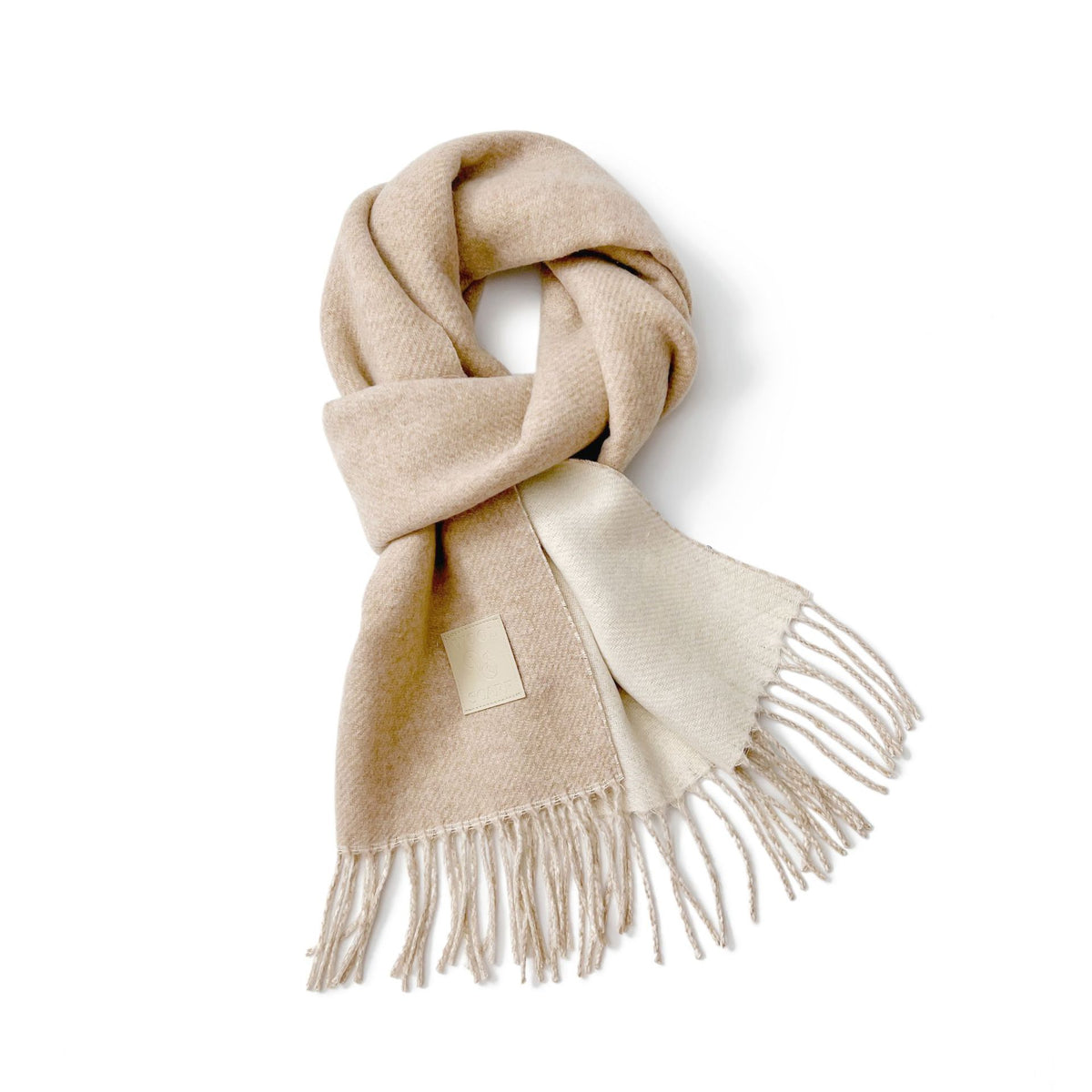 Women’s Extra-Long Two-Tone Winter Scarf with Fringe