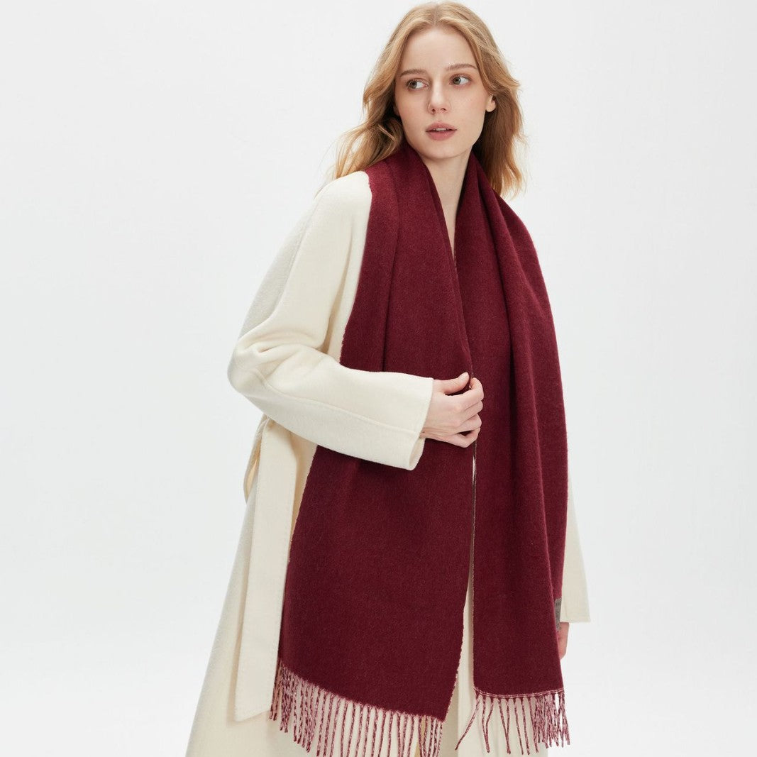 Women’s Extra-Long Two-Tone Winter Scarf with Fringe