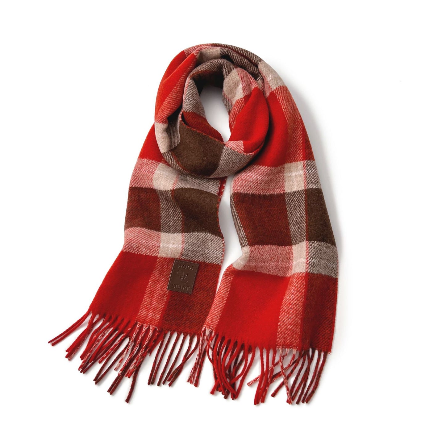 Women’s Extra-Long Windowpane Check Winter Scarf with Fringe