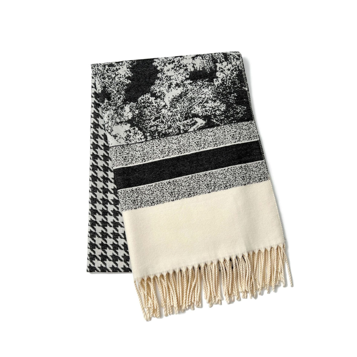 Women’s Extra-Long Houndstooth Winter Scarf Shawl Wrap