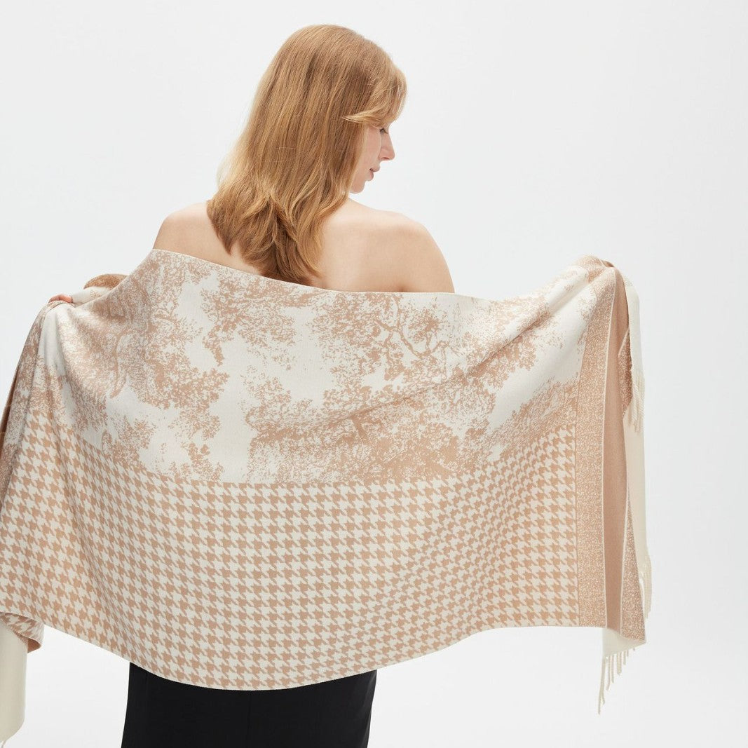 Women’s Extra-Long Houndstooth Winter Scarf Shawl Wrap